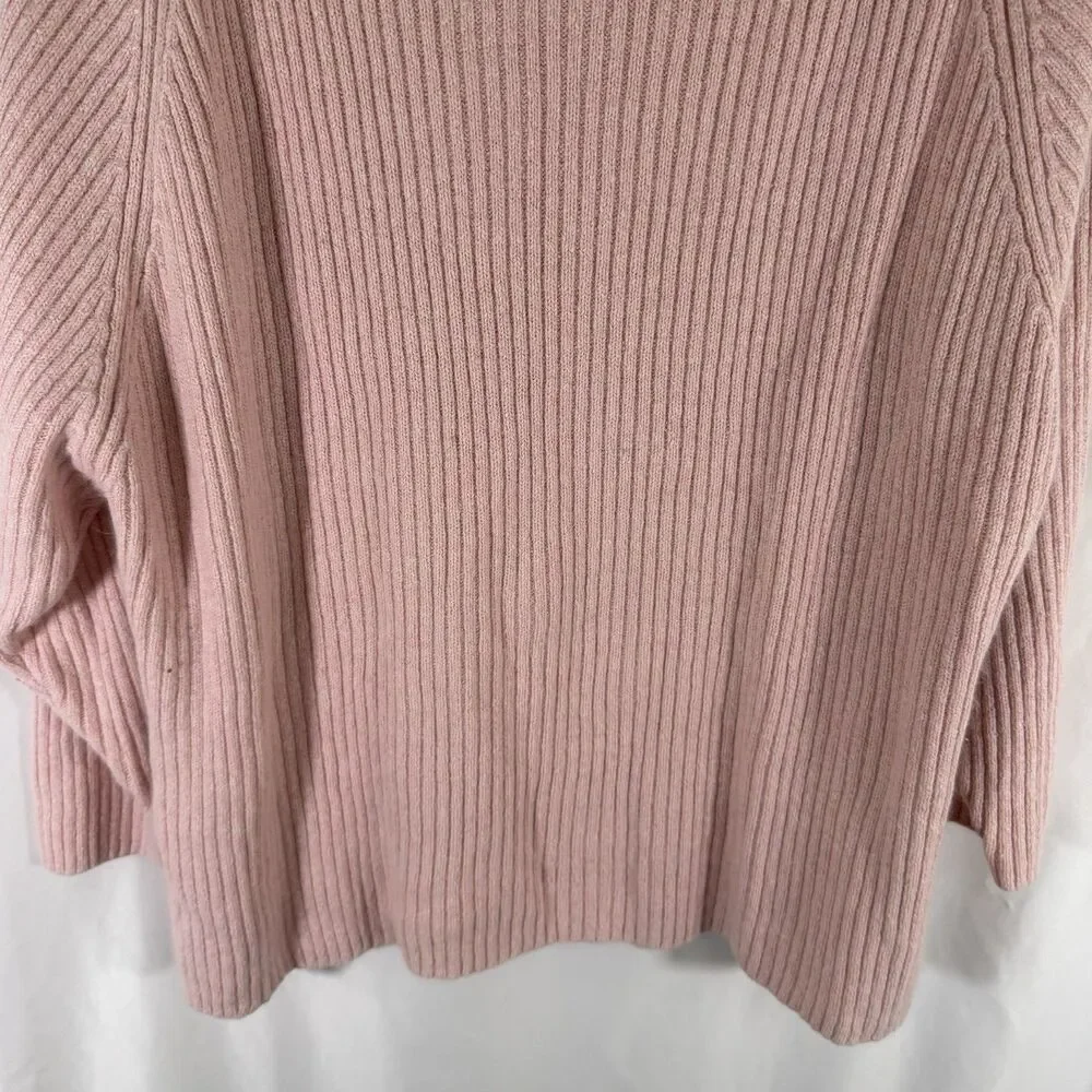 Silk Lore Sweater Women's 3X Pink Ribeed Knit High Neck Ramie Silk Blend